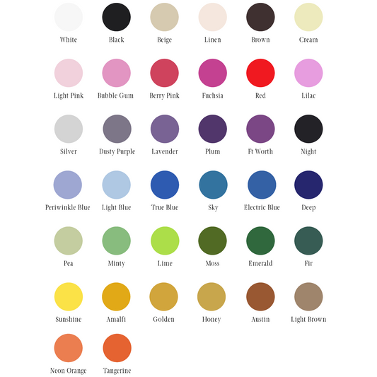 A color chart displaying thread color swatches for embroidery color options
