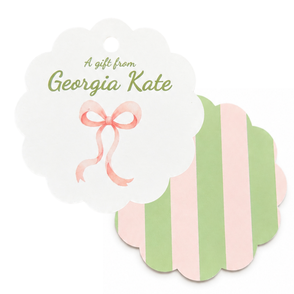 gift tags scalloped and personalized with fun pattern