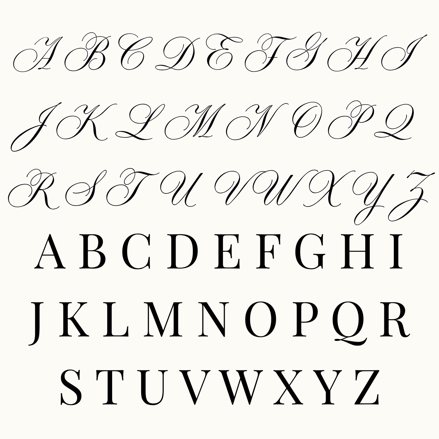 Letters for personalized stationery