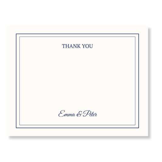 Navy Stationery with personalized name for classic thank you notes