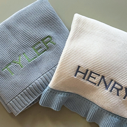 Personalized Baby Blanket with Ruffle Trim