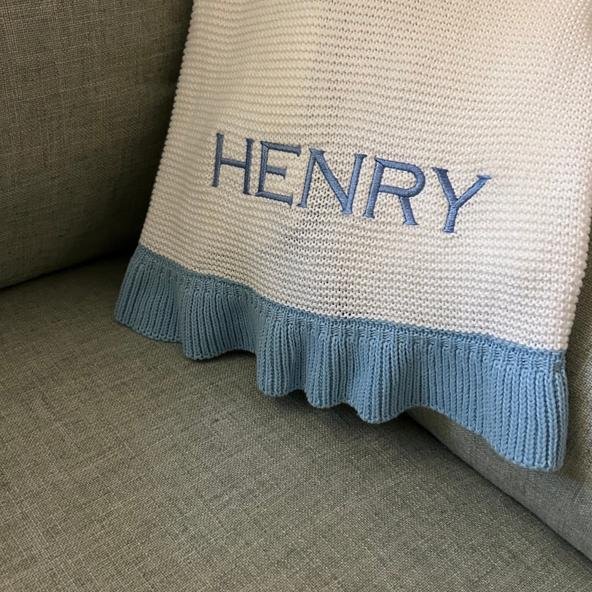 Personalized Baby Blanket with Ruffle Trim