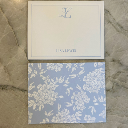flower stationery with name and monogram